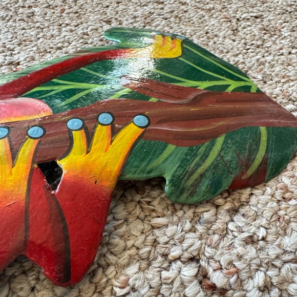 Handmade Hand Crafted Painted Home Decor Metal Wall Art Costa Rica Artisan Frog - Picture 5 of 7